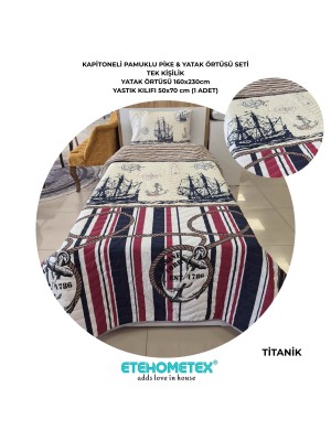 ETEHOMETEX Pamuklu Kapitoneli Yatak Örtüsü Seti TEK KİŞİLİK TİTANİK 8696474232119